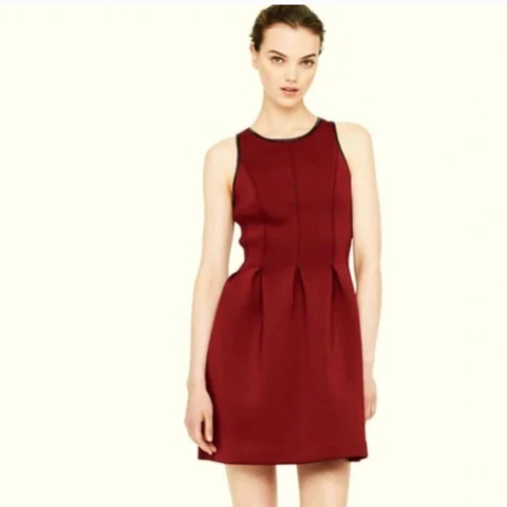 NWT Club Monaco Susie Neoprene Scuba Fit Flare Dress Red Size 10 Sleeveless Mod
